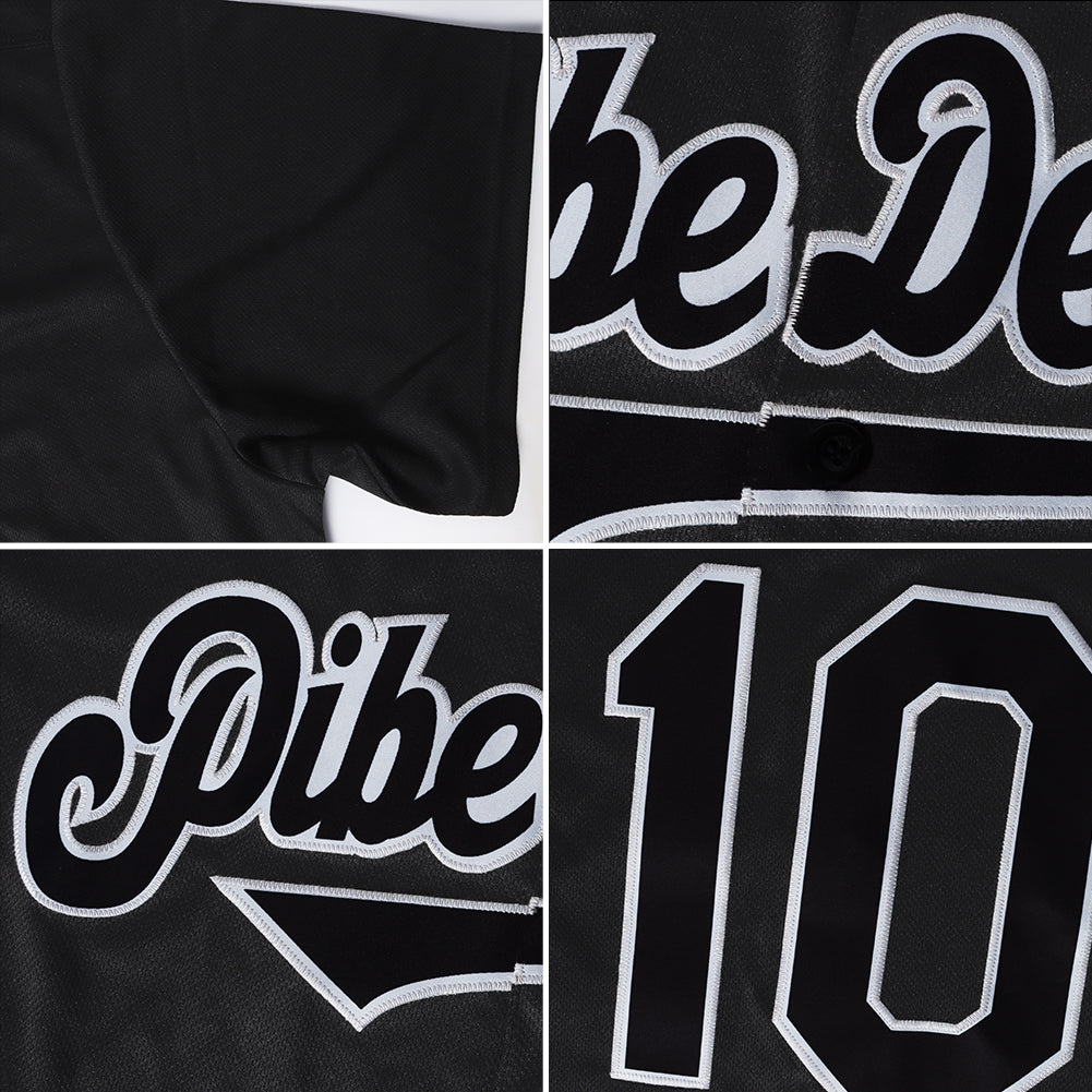 Custom Black Black-Gray Authentic Baseball Jersey - Sky-Custom