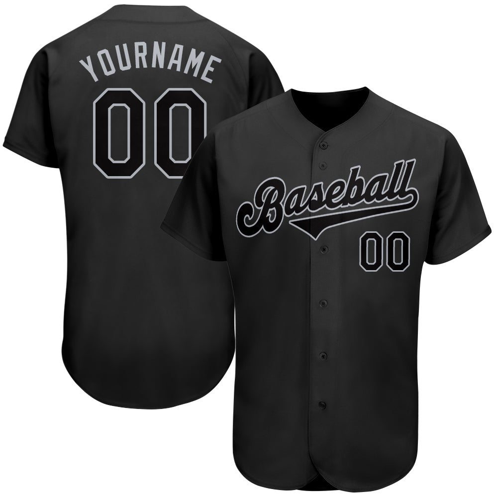 Custom Black Black-Gray Authentic Baseball Jersey - Sky-Custom