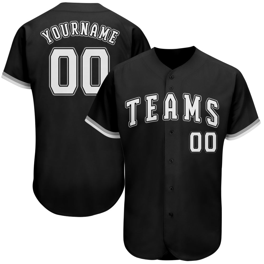 Custom Black White-Gray Authentic Baseball Jersey - Sky-Custom