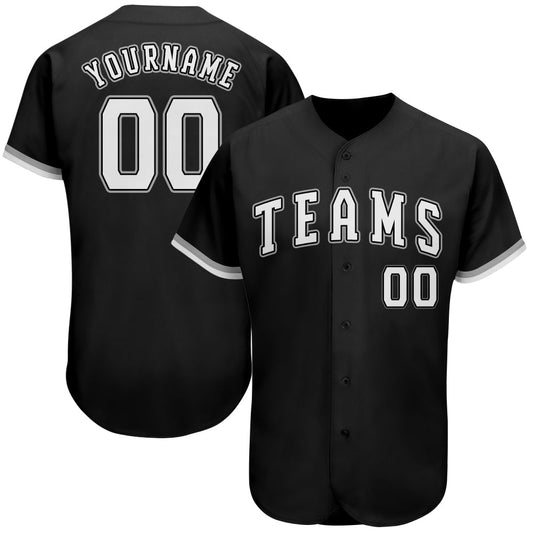 Custom Black White-Gray Authentic Baseball Jersey - Sky-Custom