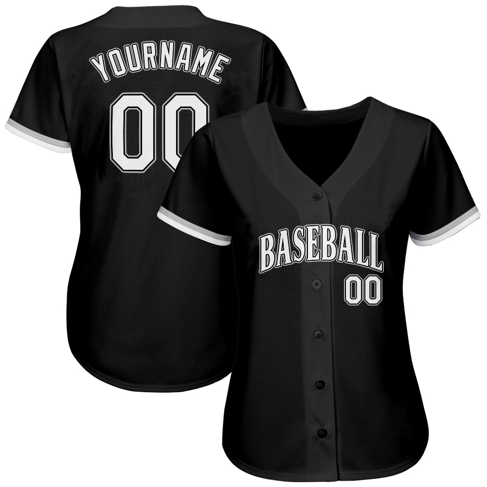 Custom Black White-Gray Authentic Baseball Jersey - Sky-Custom