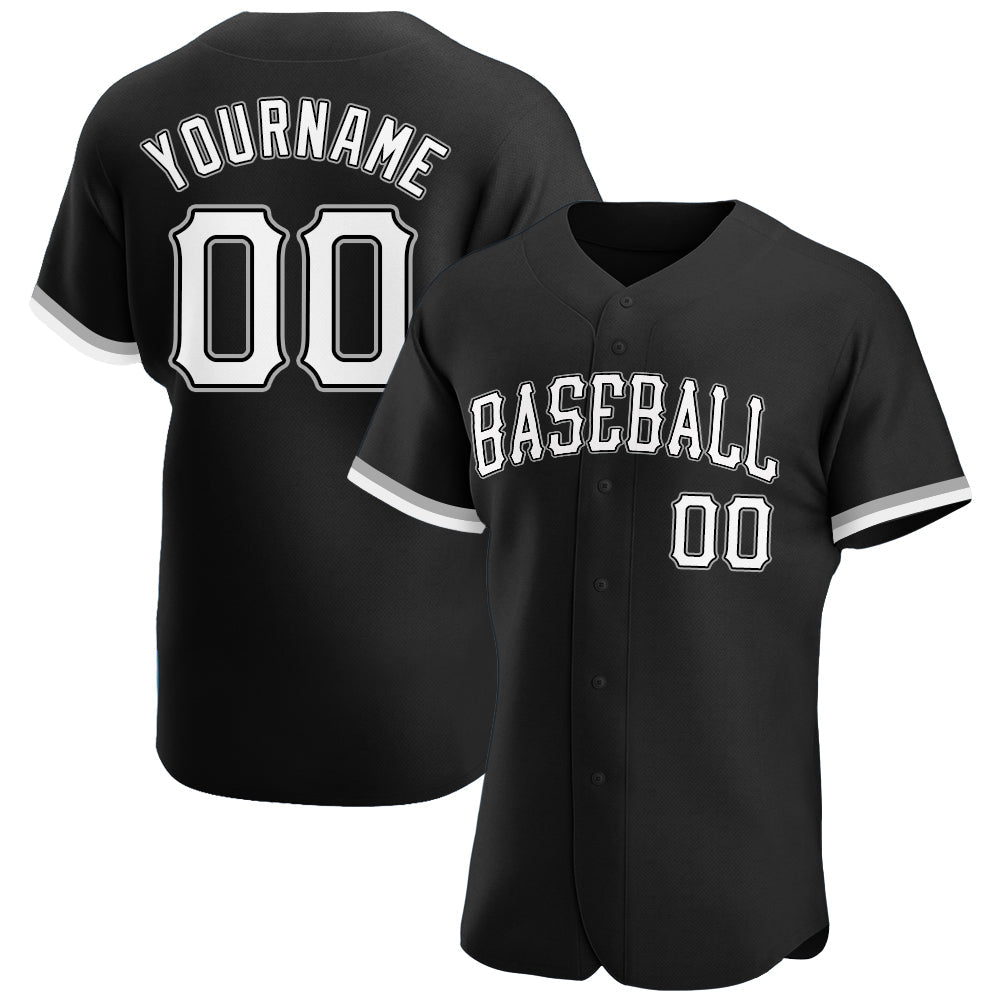 Custom Black White-Gray Authentic Baseball Jersey - Sky-Custom