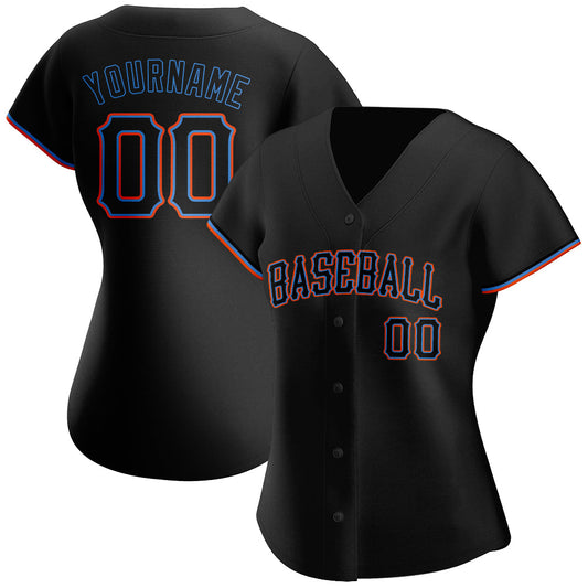 Custom Black Black-Powder Blue Authentic Baseball Jersey - Sky-Custom