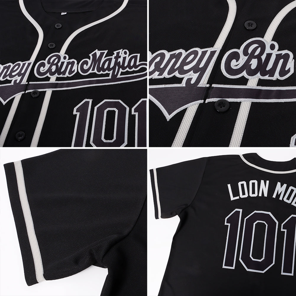 Custom Black Black-Gray Authentic Baseball Jersey - Sky-Custom
