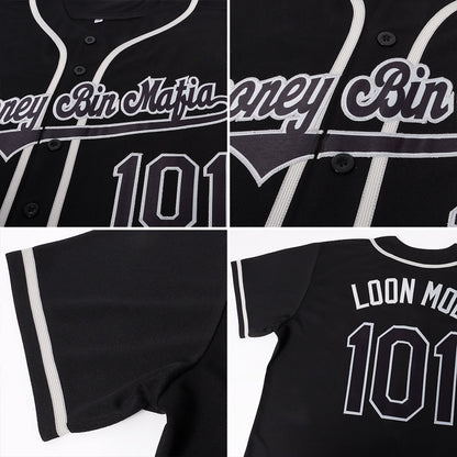 Custom Black Black-Gray Authentic Baseball Jersey - Sky-Custom