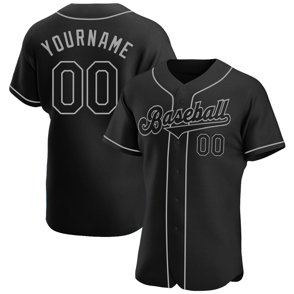 Custom Black Black-Gray Authentic Baseball Jersey - Sky-Custom