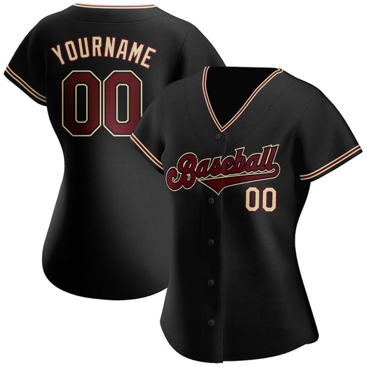 Custom Black Crimson-City Cream Authentic Baseball Jersey - Sky-Custom