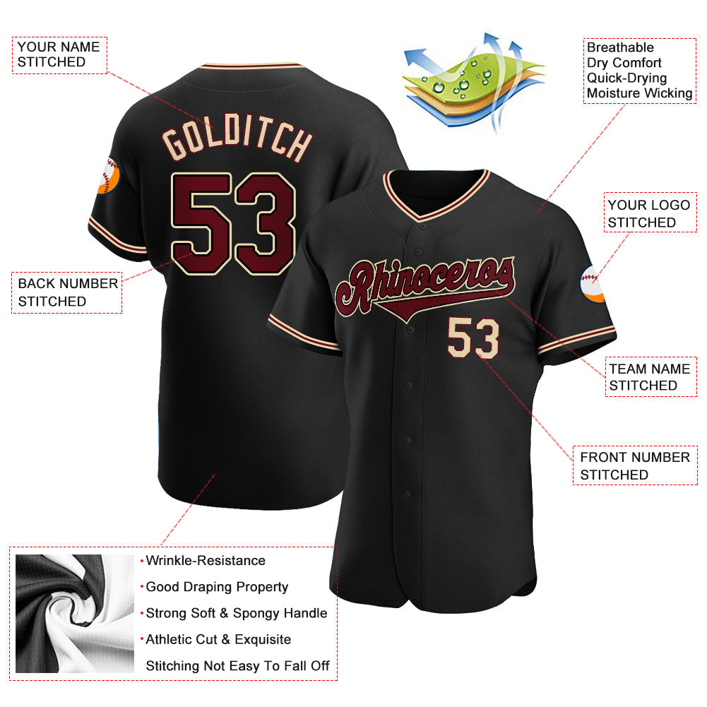 Custom Black Crimson-City Cream Authentic Baseball Jersey - Sky-Custom