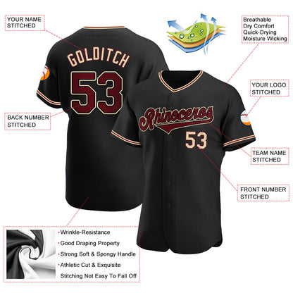 Custom Black Crimson-City Cream Authentic Baseball Jersey - Sky-Custom