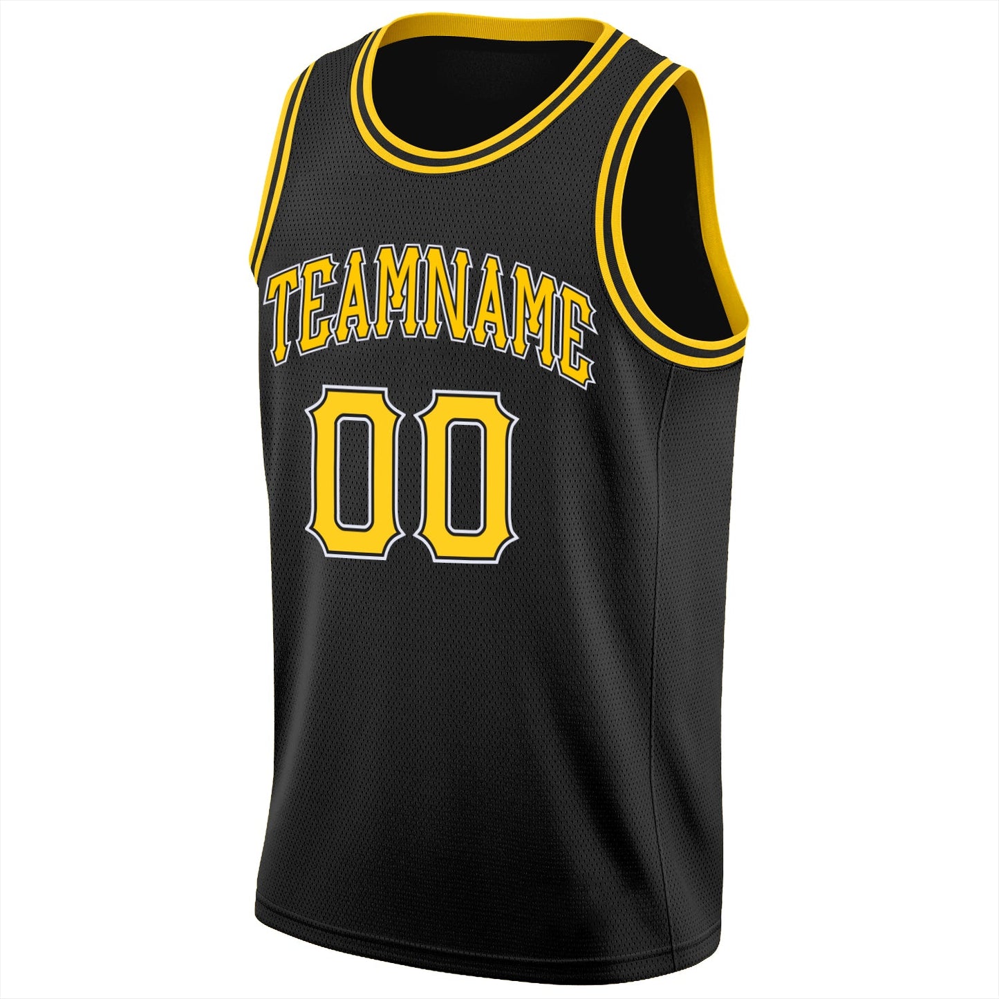 Custom Black Gold-White Round Neck Rib-Knit Basketball Jersey - Sky-Custom