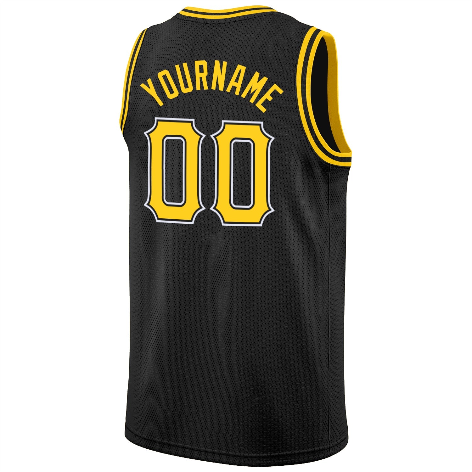 Custom Black Gold-White Round Neck Rib-Knit Basketball Jersey - Sky-Custom