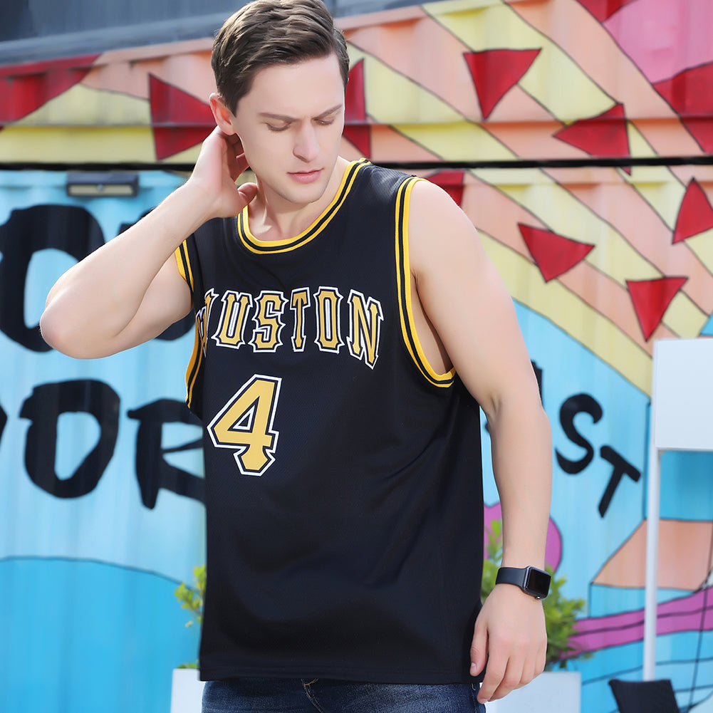 Custom Black Gold-White Round Neck Rib-Knit Basketball Jersey - Sky-Custom