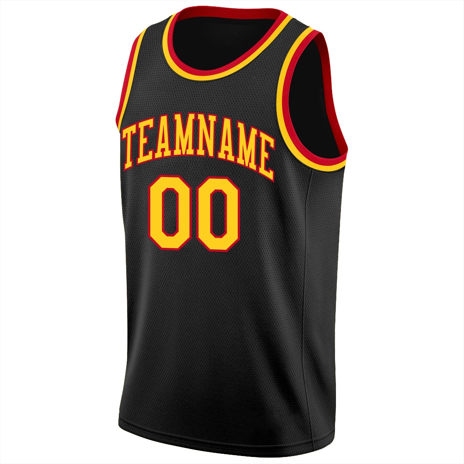 Custom Black Gold-Red Round Neck Rib-Knit Basketball Jersey - Sky-Custom