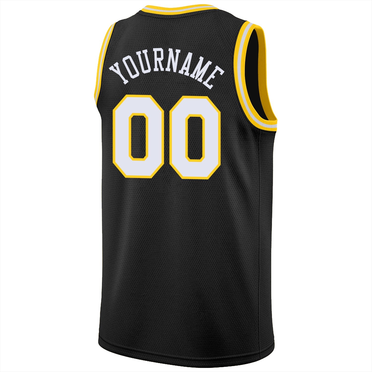 Custom Black White-Gold Round Neck Rib-Knit Basketball Jersey - Sky-Custom