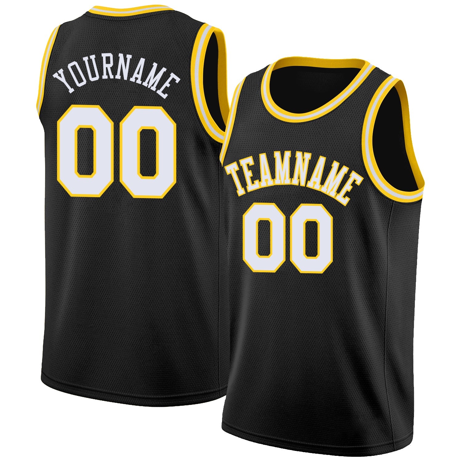 Custom Black White-Gold Round Neck Rib-Knit Basketball Jersey - Sky-Custom