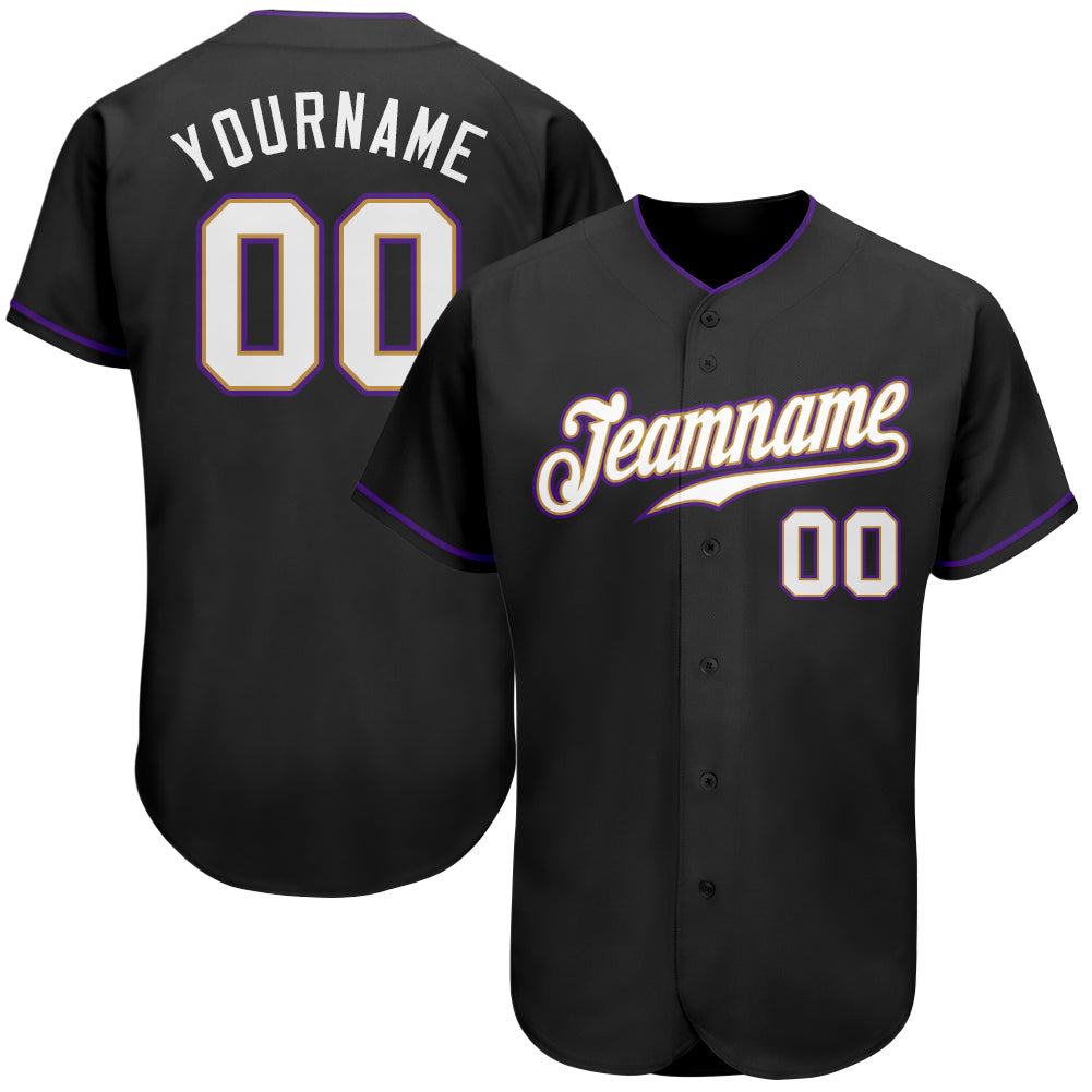 Custom Black White-Purple Authentic Baseball Jersey - Sky-Custom
