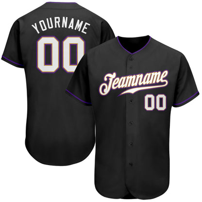 Custom Black White-Purple Authentic Baseball Jersey - Sky-Custom