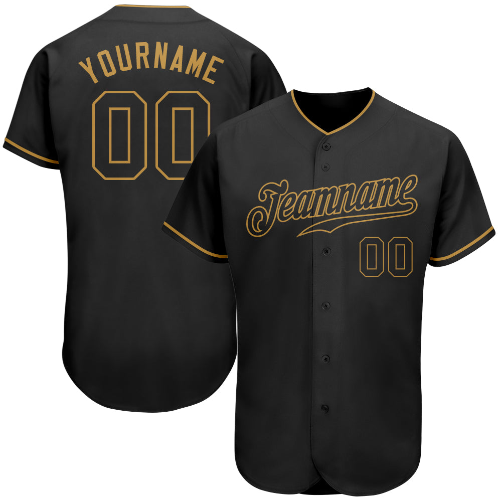 Custom Black Black-Old Gold Authentic Baseball Jersey - Sky-Custom