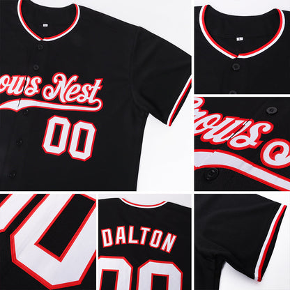 Custom Black White-Red Authentic Baseball Jersey - Sky-Custom