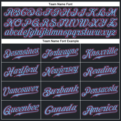 Custom Black Pink-Light Blue Authentic Baseball Jersey - Sky-Custom