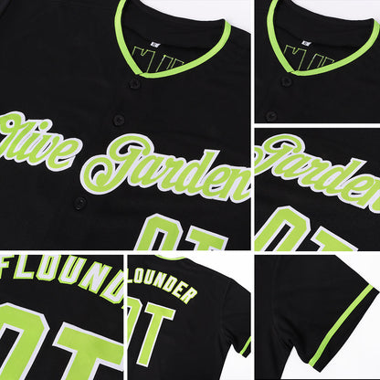 Custom Black Neon Green-White Authentic Baseball Jersey - Sky-Custom