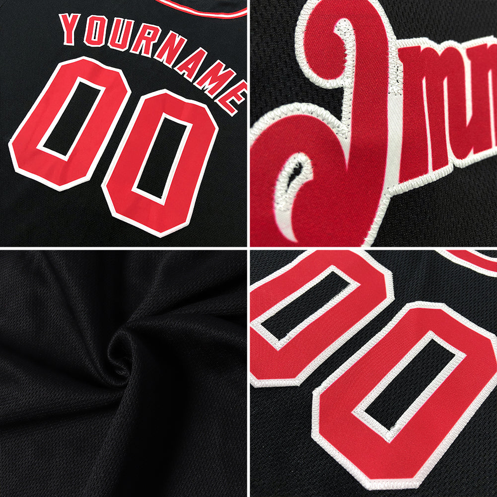 Custom Black White-Red Authentic Baseball Jersey - Sky-Custom