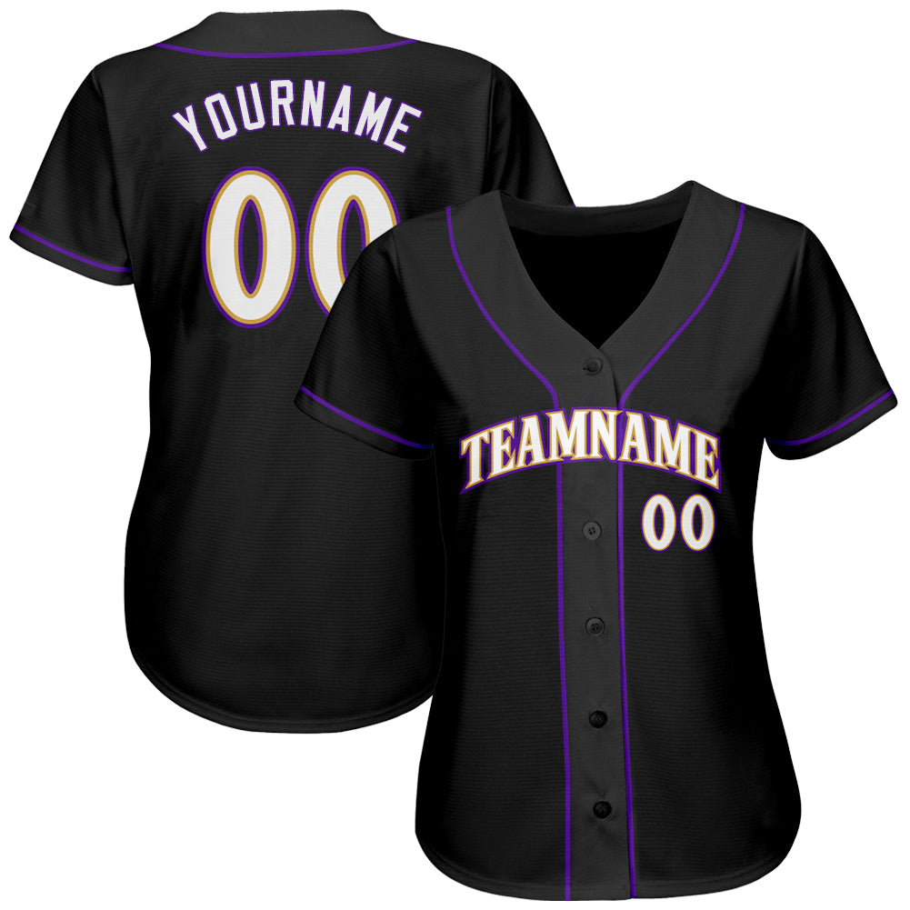 Custom Black White-Purple Authentic Baseball Jersey - Sky-Custom