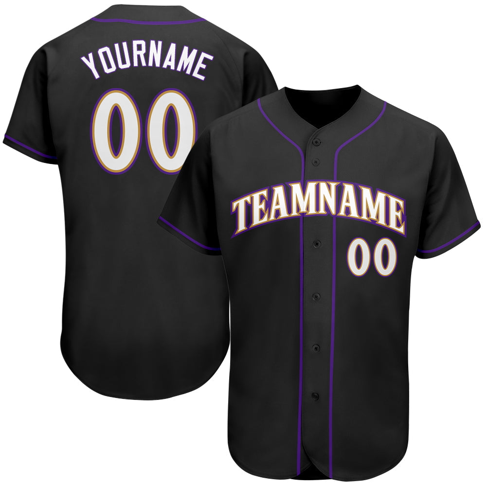 Custom Black White-Purple Authentic Baseball Jersey - Sky-Custom