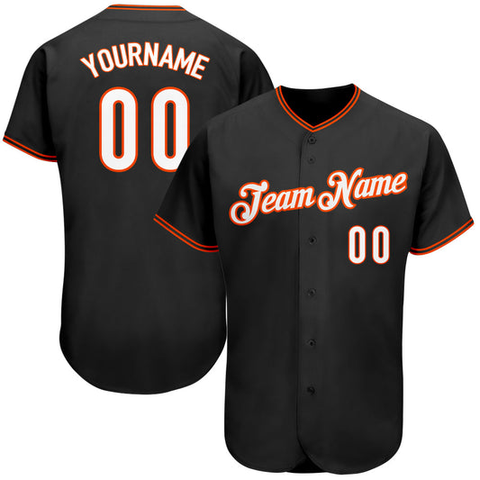 Custom Black White-Orange Authentic Baseball Jersey - Sky-Custom