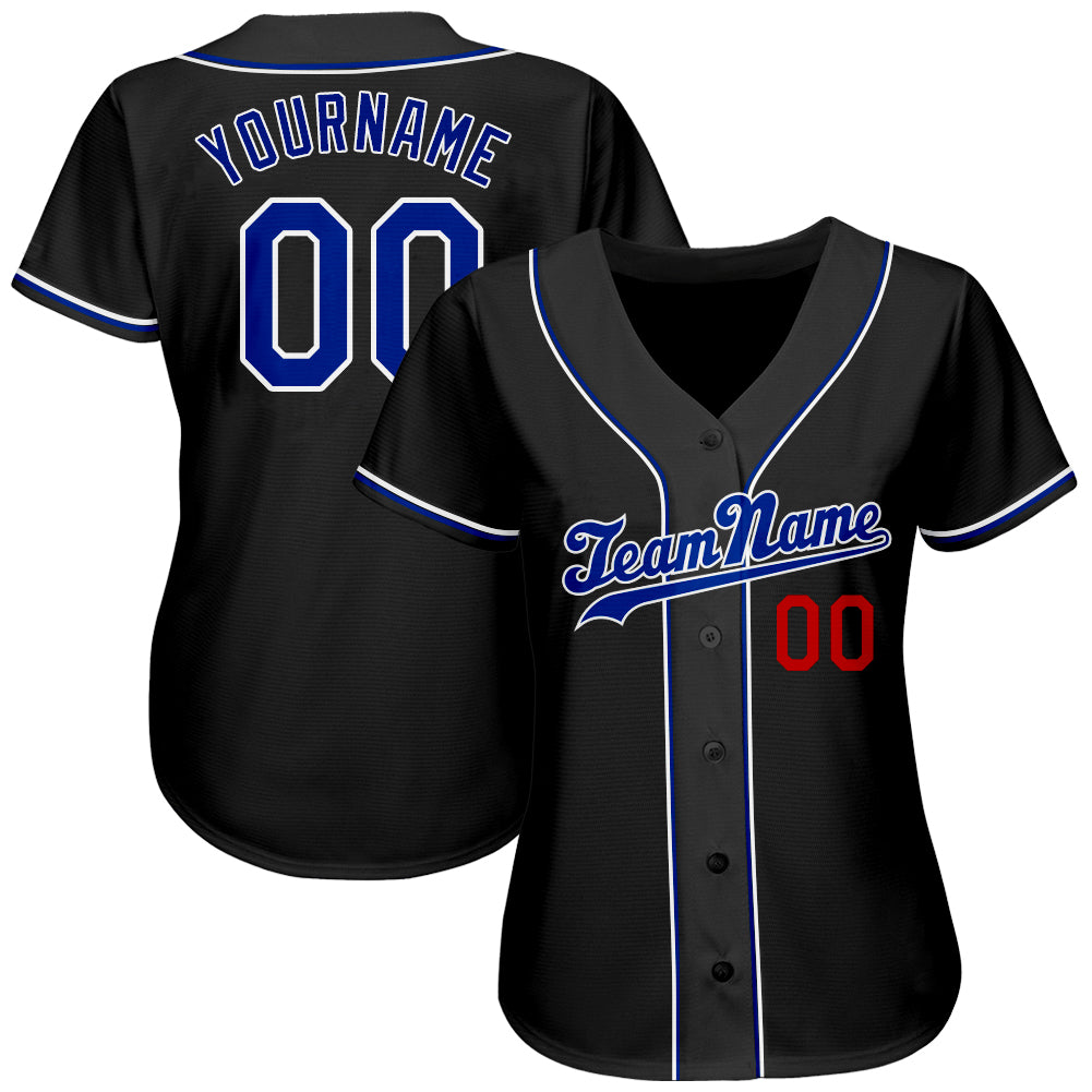 Custom Black Royal-Red Authentic Baseball Jersey - Sky-Custom