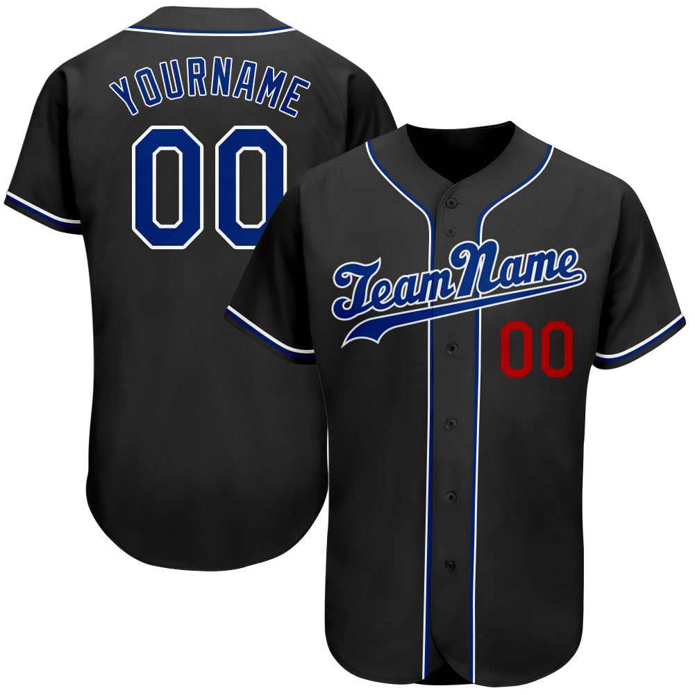 Custom Black Royal-Red Authentic Baseball Jersey - Sky-Custom