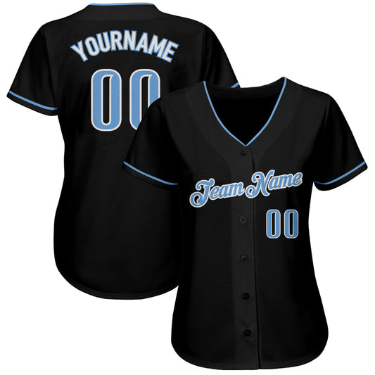 Custom Black Light Blue-White Authentic Baseball Jersey - Sky-Custom