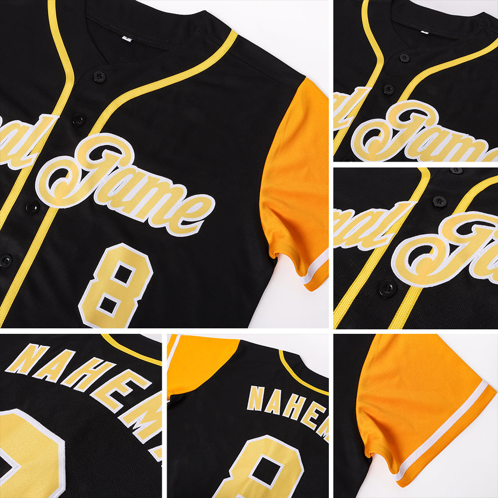 Custom Black Gold-White Authentic Two Tone Baseball Jersey - Sky-Custom