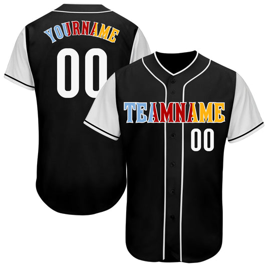 Custom Black White-Gold Authentic Two Tone Baseball Jersey - Sky-Custom