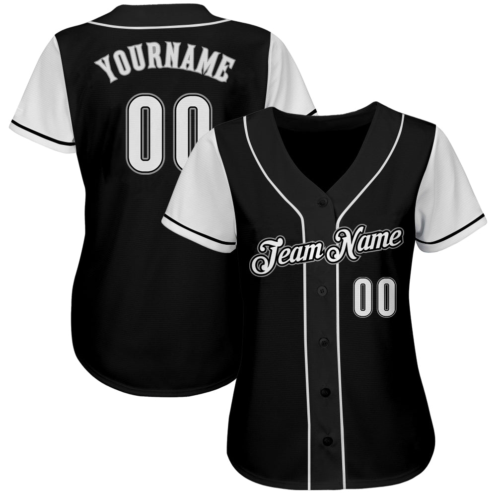 Custom Black White-Gray Authentic Two Tone Baseball Jersey - Sky-Custom