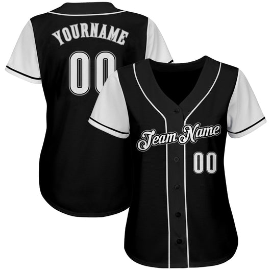 Custom Black White-Gray Authentic Two Tone Baseball Jersey - Sky-Custom