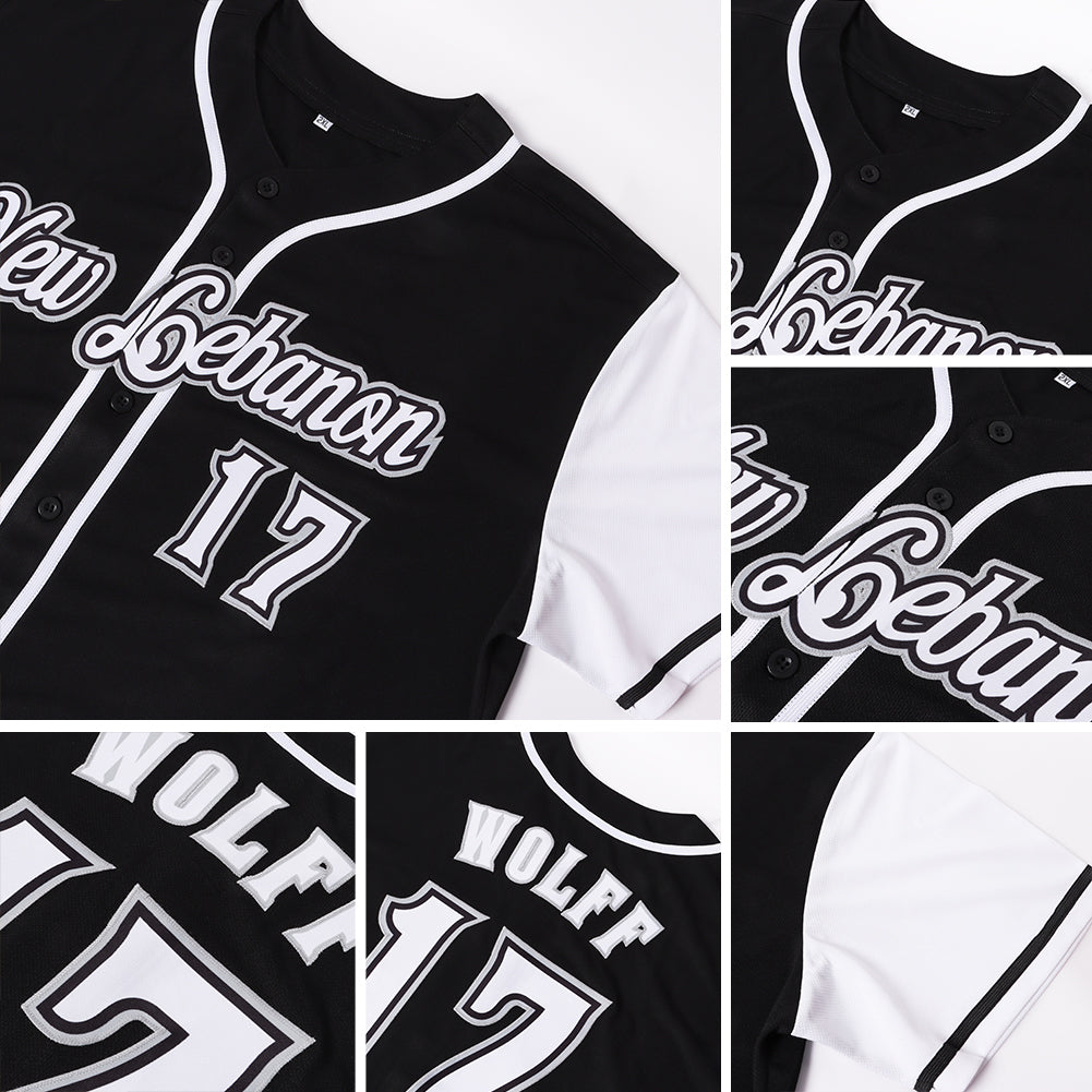 Custom Black White-Gray Authentic Two Tone Baseball Jersey - Sky-Custom