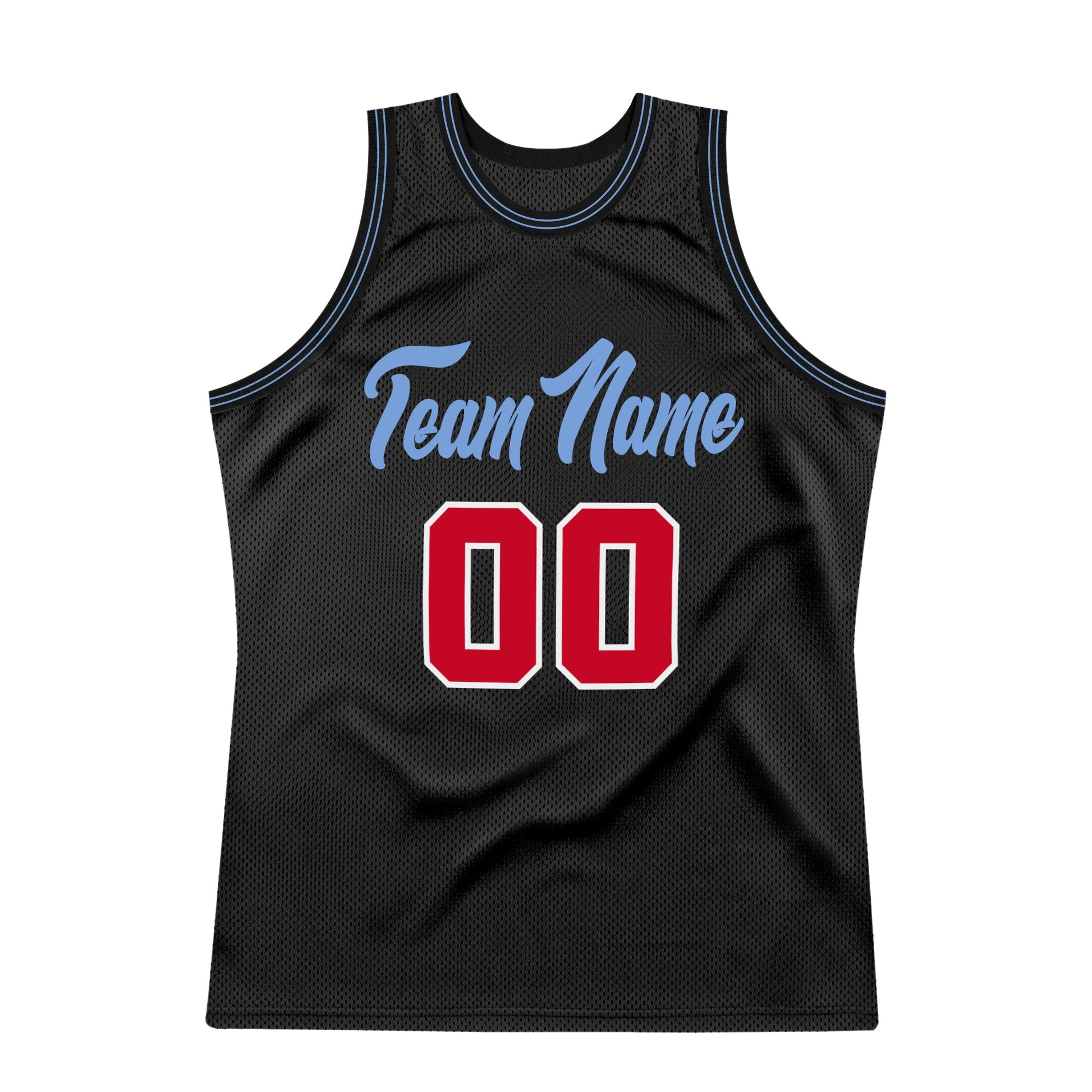 Custom Black Red-Light Blue Authentic Throwback Basketball Jersey - Sky-Custom