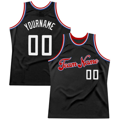 Custom Black White-Red Authentic Throwback Basketball Jersey - Sky-Custom