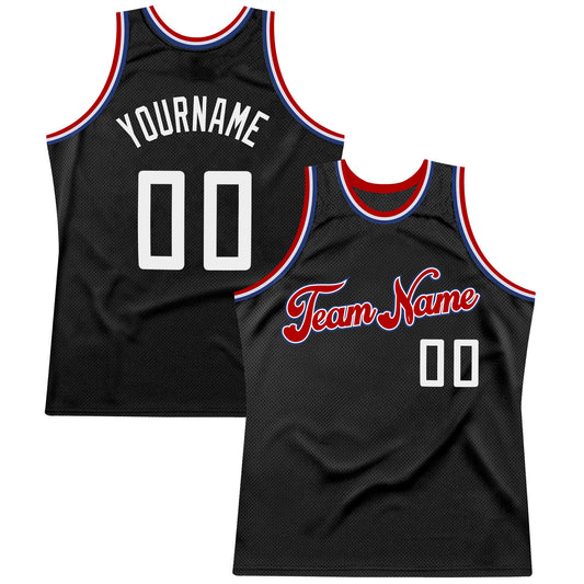 Custom Black White-Red Authentic Throwback Basketball Jersey - Sky-Custom