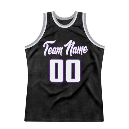 Custom Black White-Purple Authentic Throwback Basketball Jersey - Sky-Custom