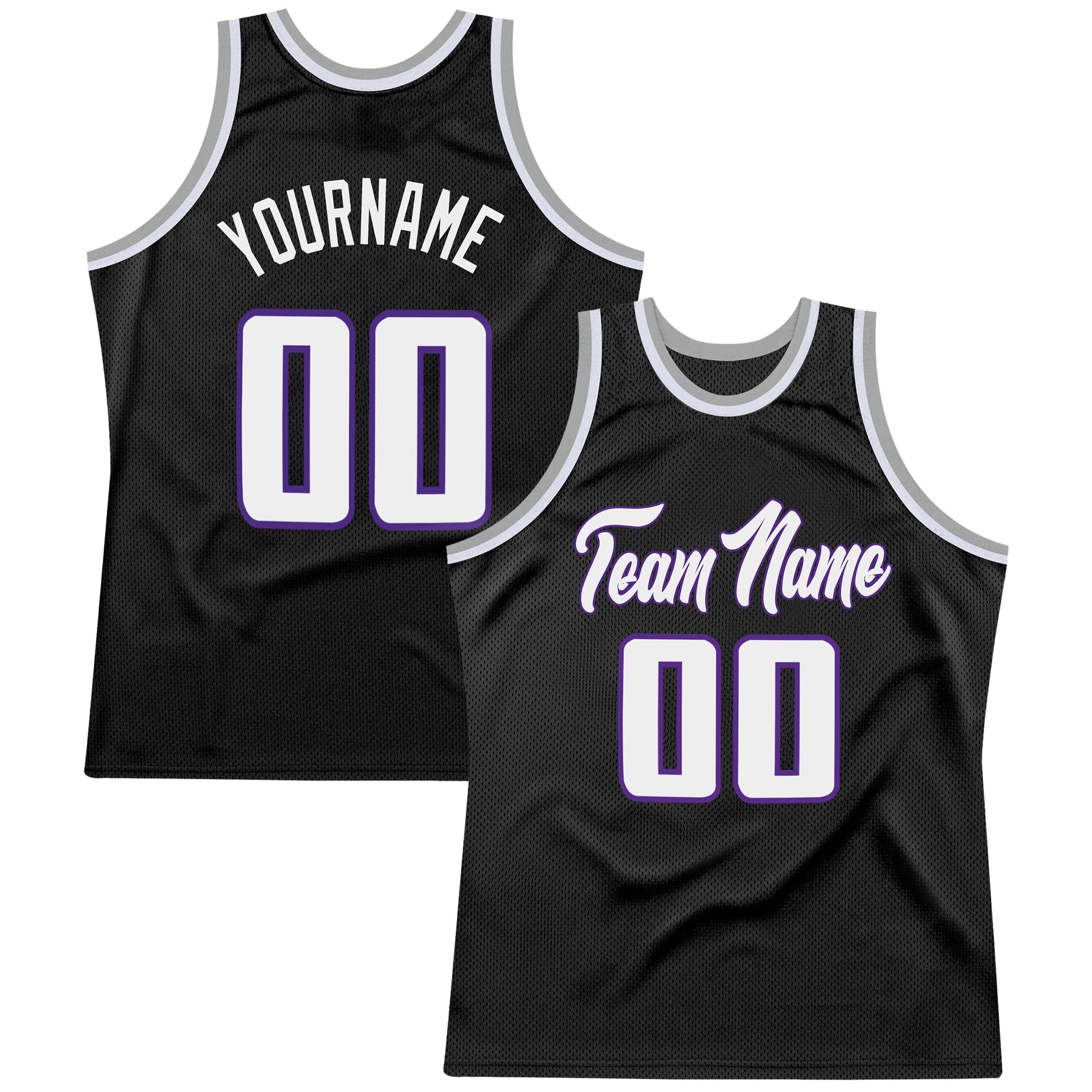 Custom Black White-Purple Authentic Throwback Basketball Jersey - Sky-Custom