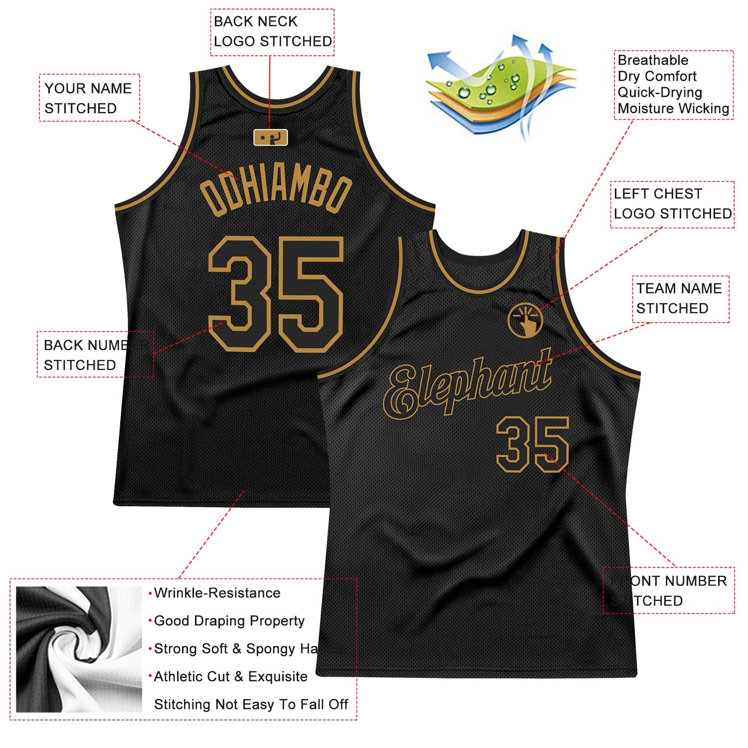 Custom Black Black-Old Gold Authentic Throwback Basketball Jersey - Sky-Custom