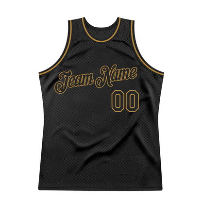 Custom Black Black-Old Gold Authentic Throwback Basketball Jersey - Sky-Custom