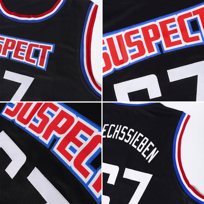 Custom Black White-Red Authentic Throwback Basketball Jersey - Sky-Custom
