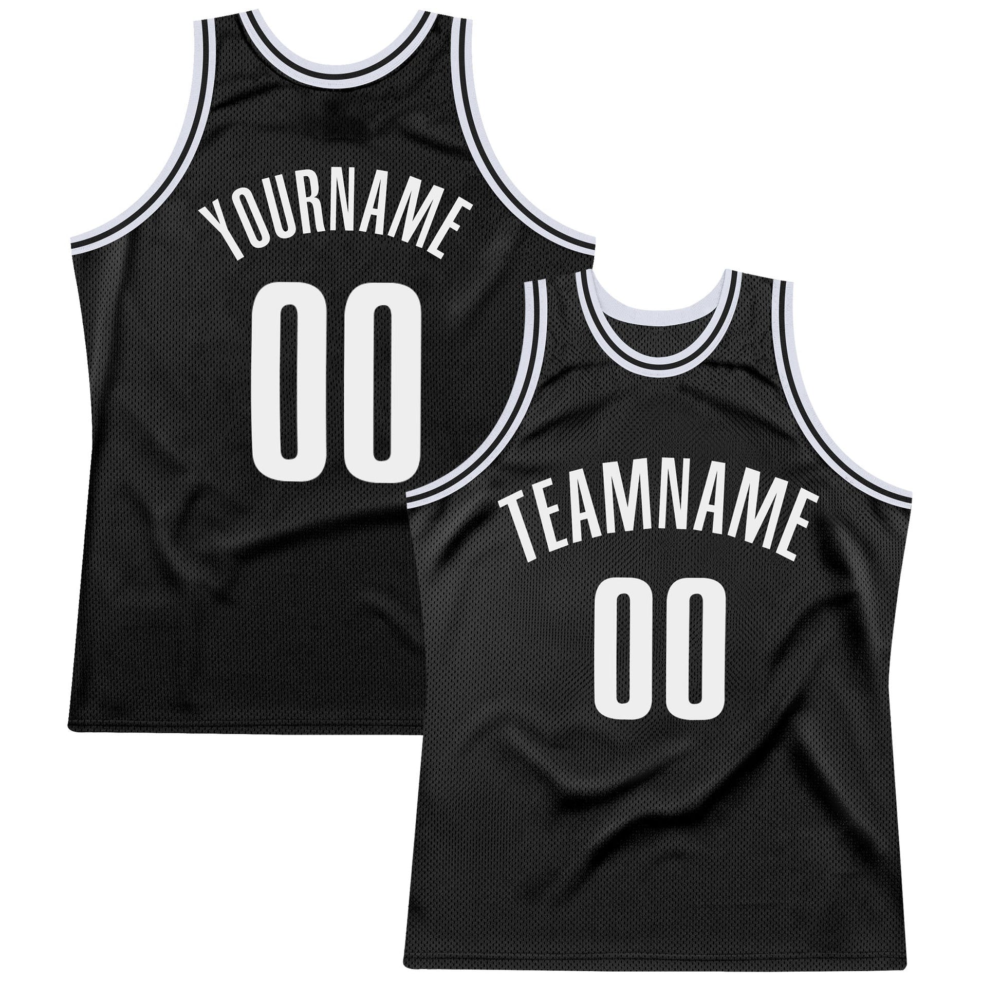 Custom Black White Authentic Throwback Basketball Jersey - Sky-Custom