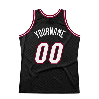 Custom Black White-Maroon Authentic Throwback Basketball Jersey - Sky-Custom