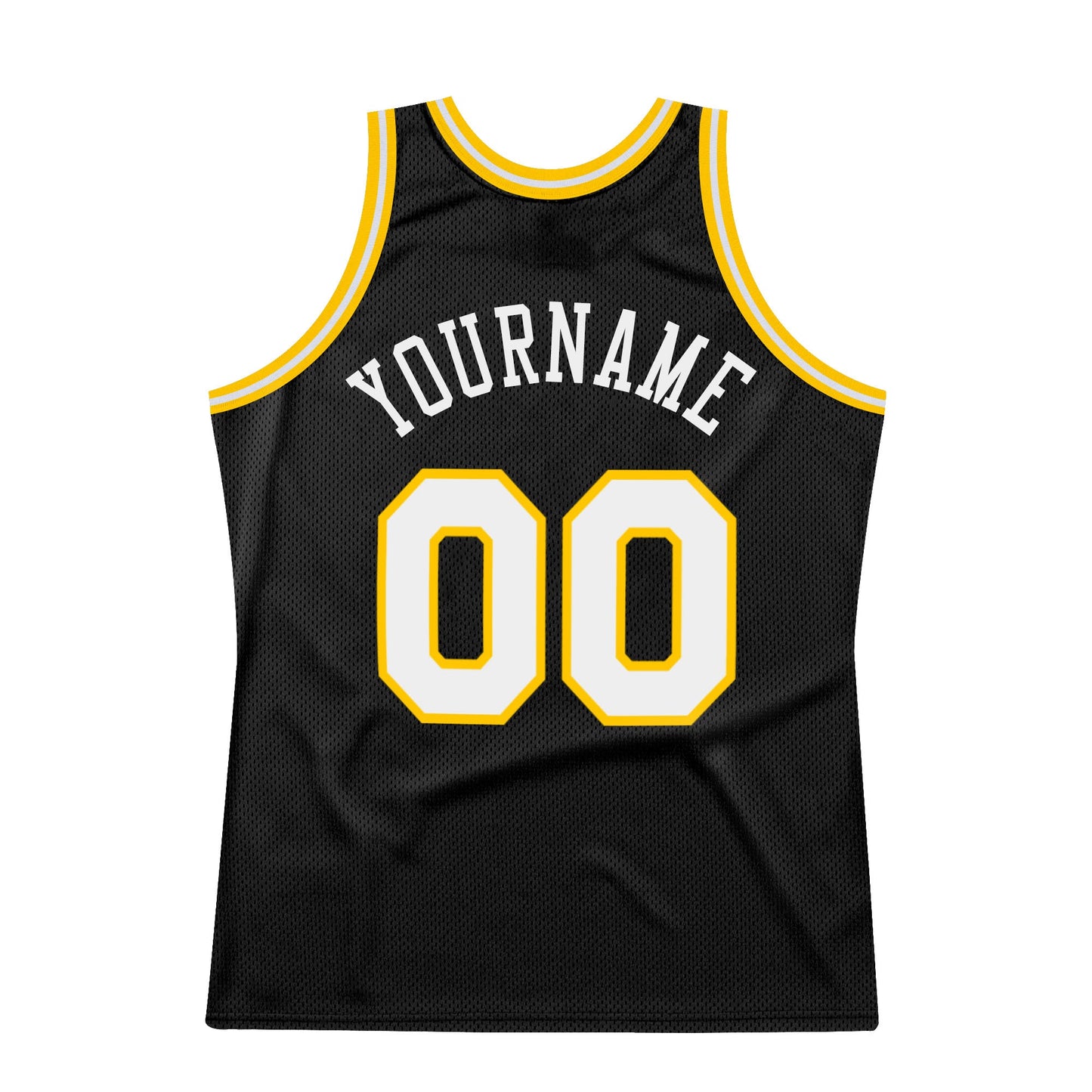 Custom Black White-Gold Authentic Throwback Basketball Jersey - Sky-Custom