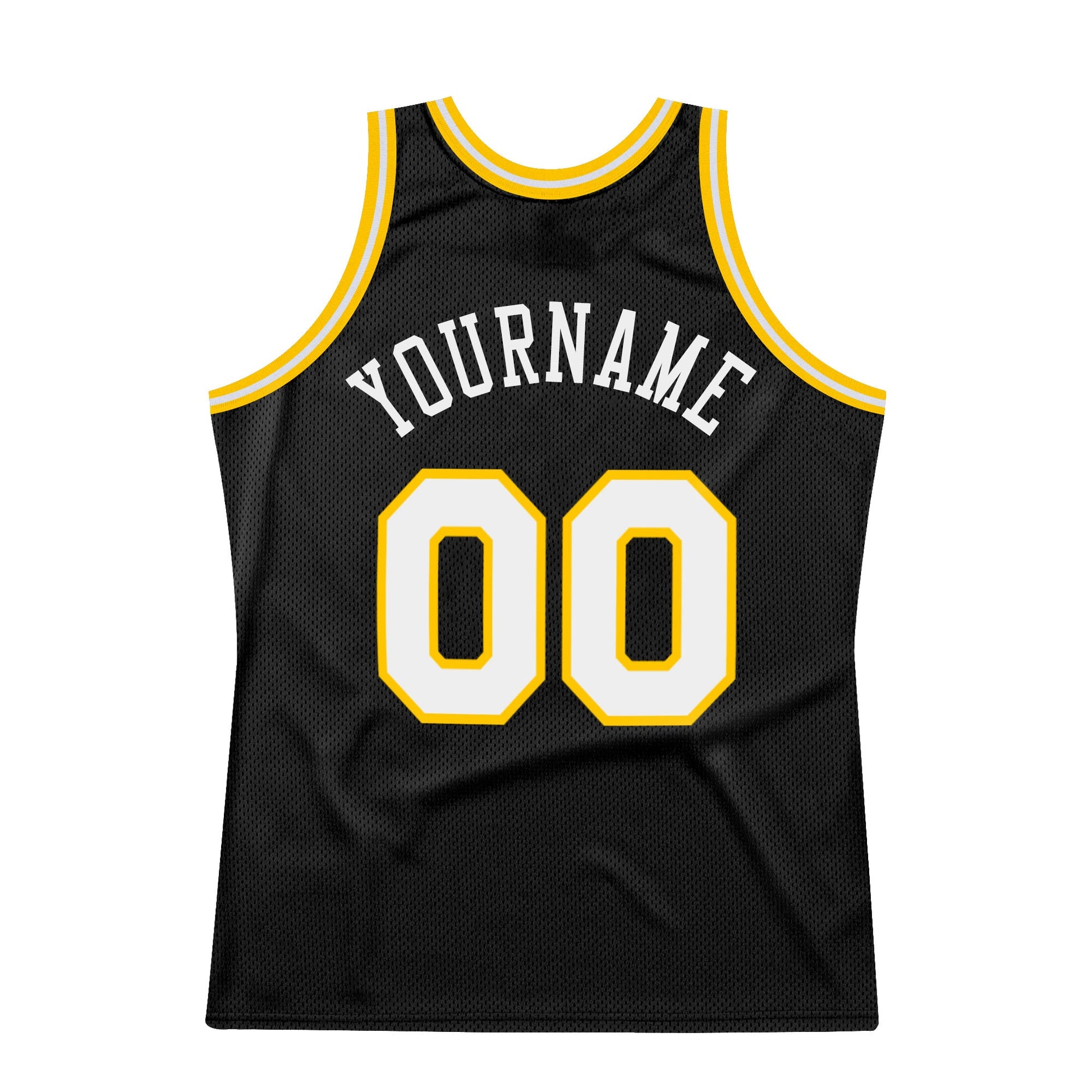 Custom Black White-Gold Authentic Throwback Basketball Jersey - Sky-Custom