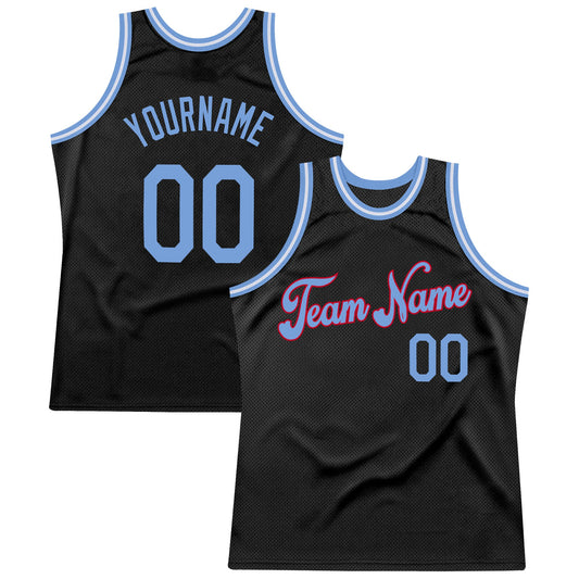 Custom Black Light Blue-Red Authentic Throwback Basketball Jersey - Sky-Custom